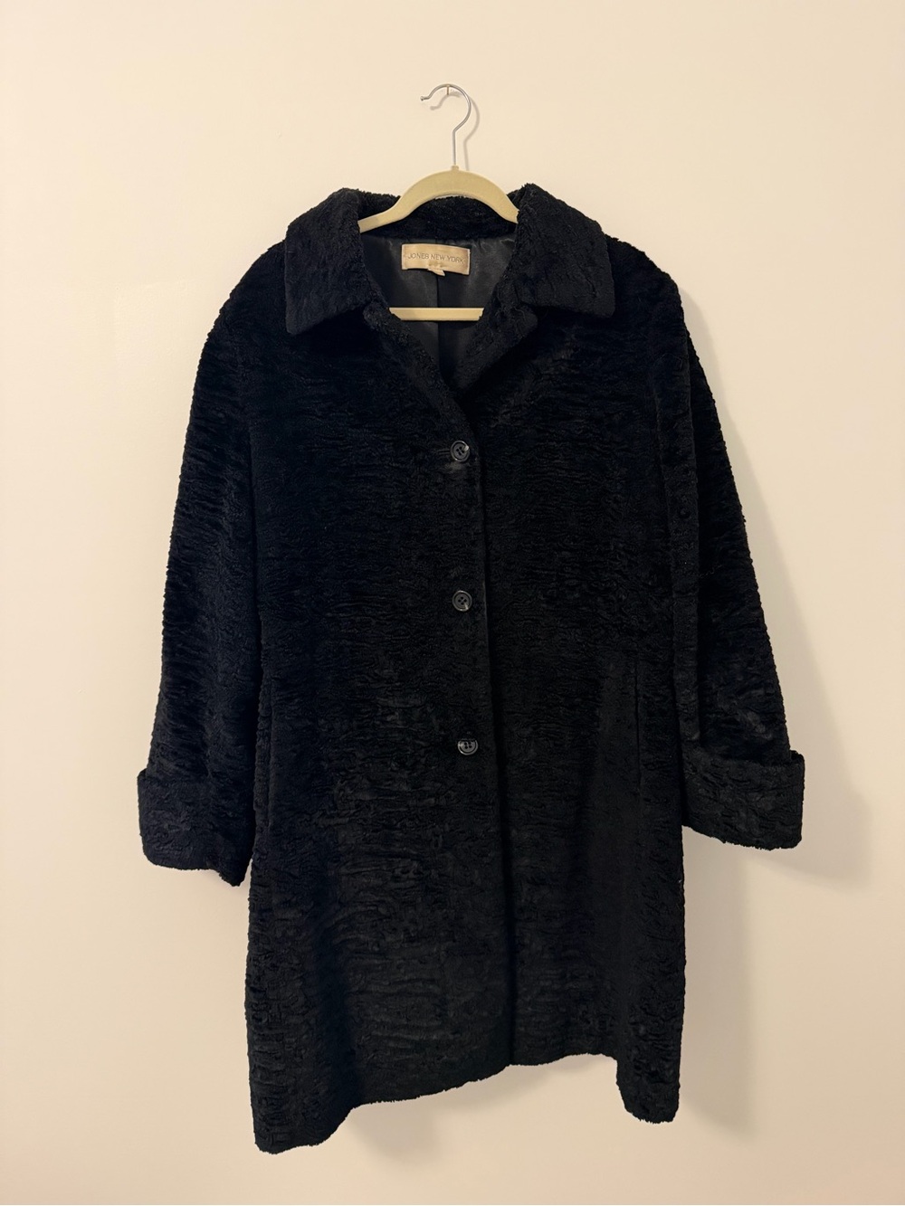 Jones New York Black Plush Teddy Coat - Six XL